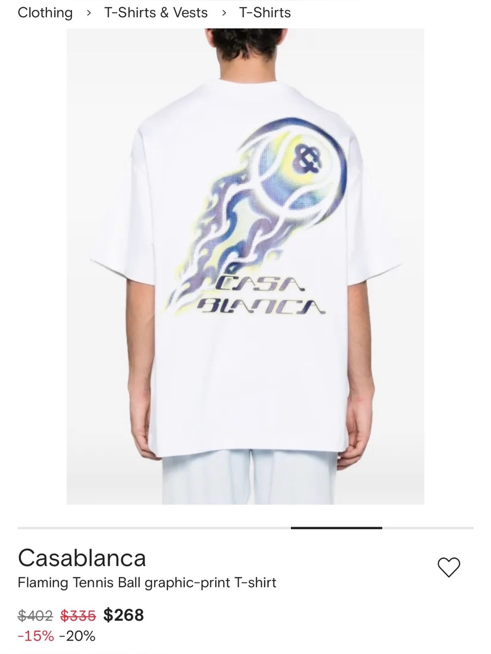 Casablanca White Flaming Tennis Ball Graphic T-Shirt